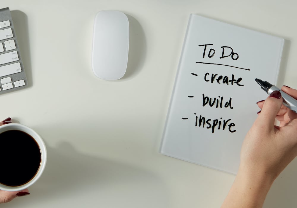 Office desk with Nobo mini whiteboard notepad 